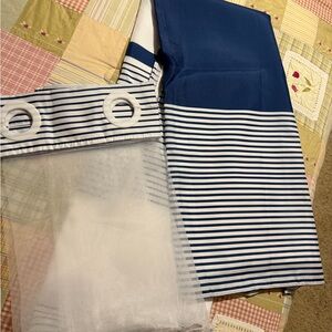 Navy and White Striped Shower‎ Curtain NEW